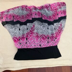 Style & Co. Pink and Black Patterned Blouse
